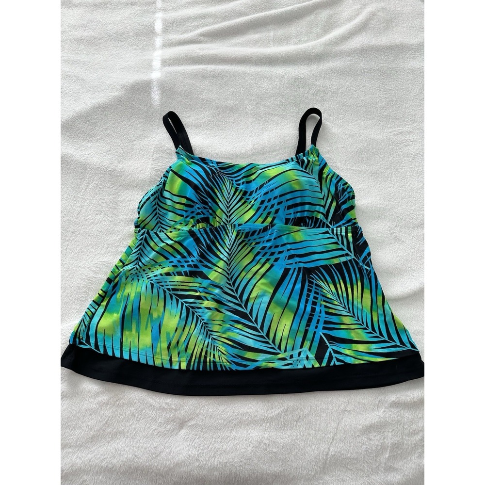 OCEAN DREAM Signature Faux Layer Tankini -TOP ONLY - BLACK PALMS size 20